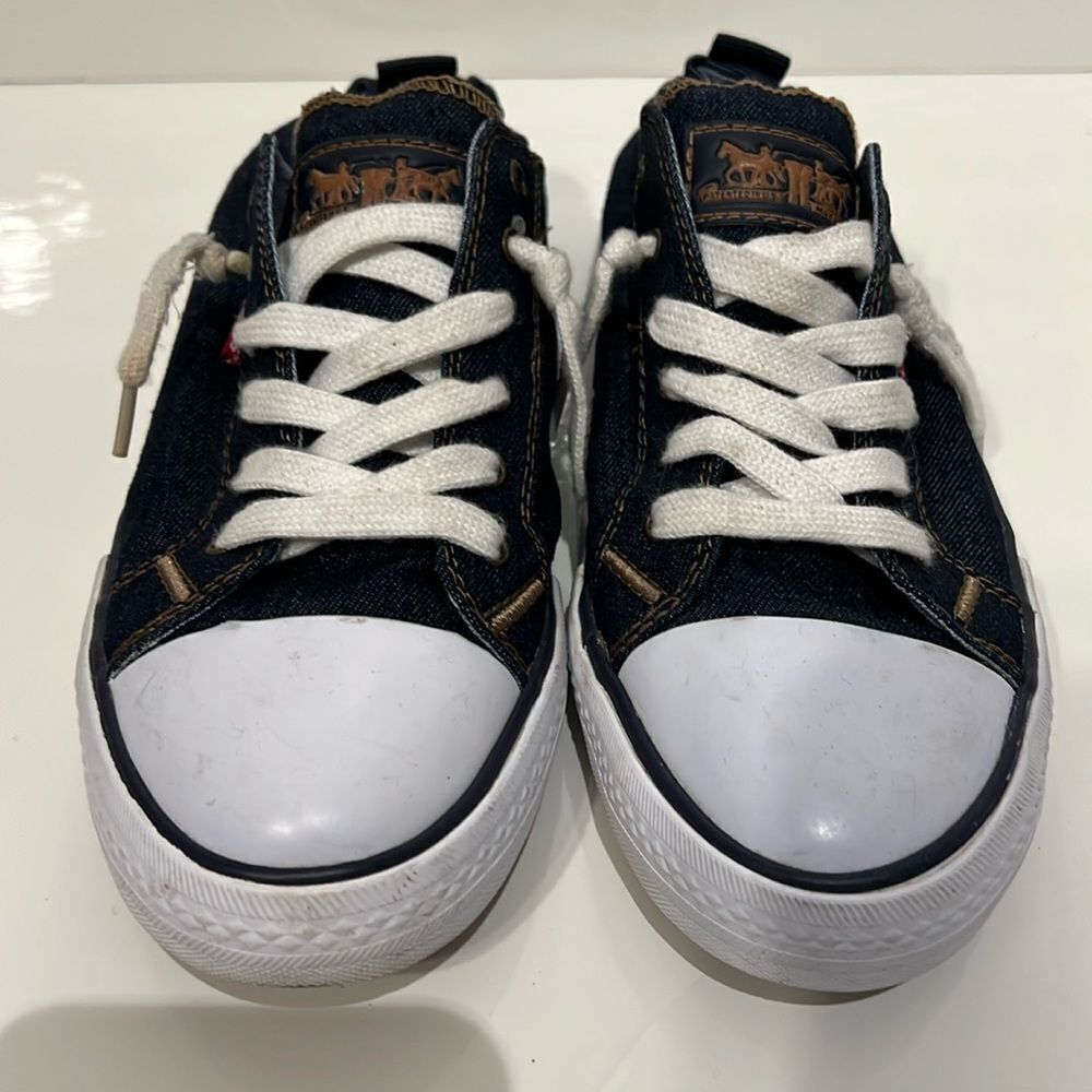Levi’s Blue Denim‎ Slip On Lace Up Sneaker Shoes Size 8.5 - Picture 2 of 14